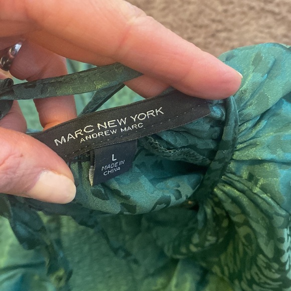 2 FOR $20 Andrew Marc Satin Green Wide Leg Crop Jumpsuit Evergreen M NEW $108 - Picture 9 of 9